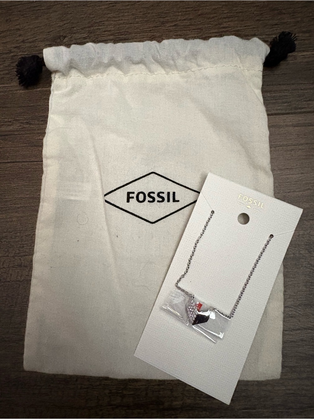 Fossil Pendant Necklace with Branded Pouch